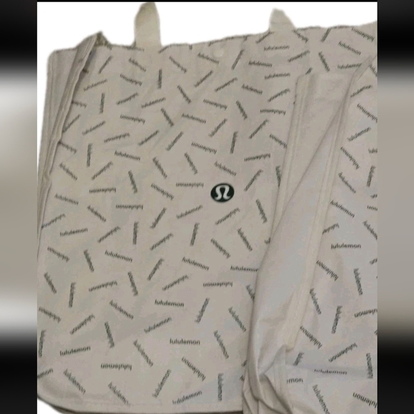 Lot Of 2 Lululemon Reusable Shopping Tote Bag Large White 16”x 14” - Picture 2 of 4